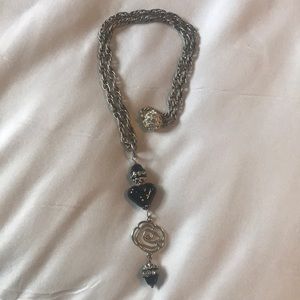 Handmade beaded necklace - black and silver